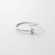 925 Sterling Silver Simple Cute Small Zircon Finger Ring