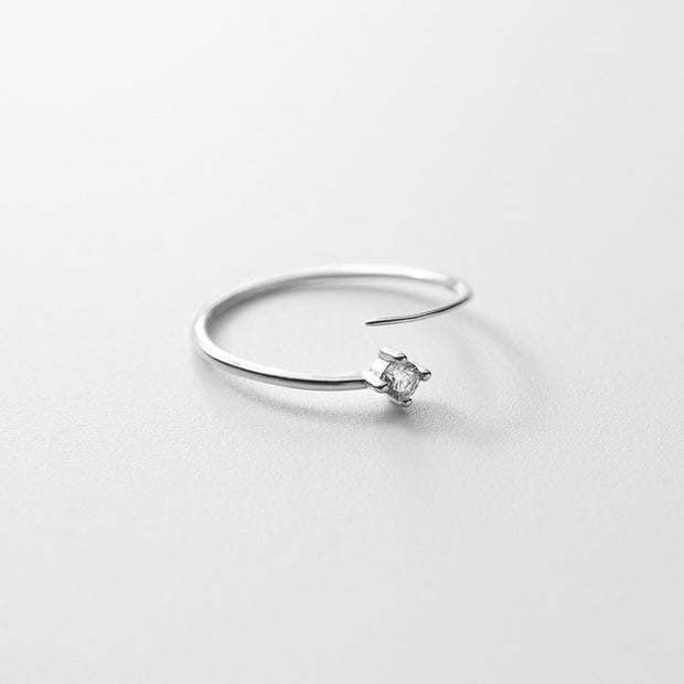 925 Sterling Silver Simple Cute Small Zircon Finger Ring